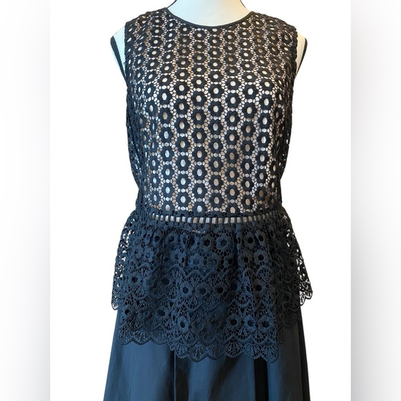 J. Crew Black Lace Sleeveless Top fully lined EUC Size 8 - Picture 1 of 11
